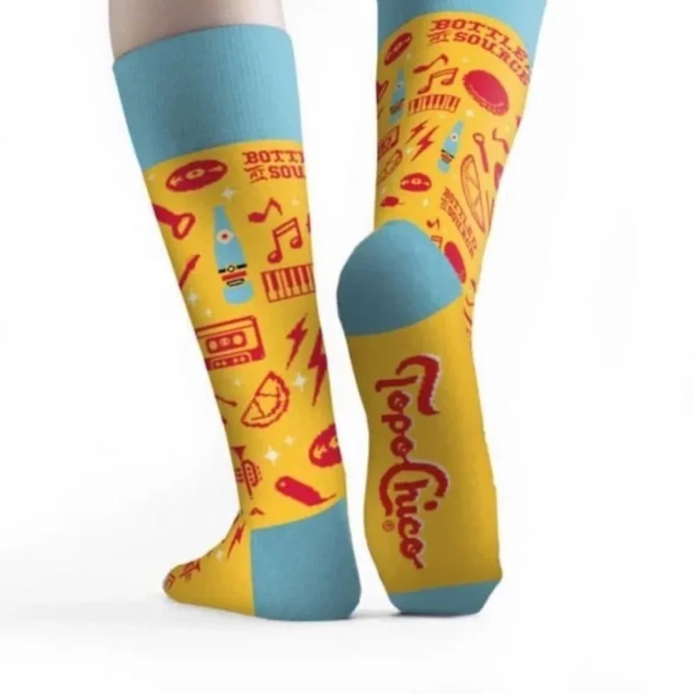 New Strideline Topo Chico Novelty Dress Socks 3 Pair Set | Bright Retro Graphic